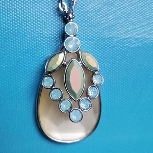 Lia Sophia Silver Tone Teardrop Pendant Necklace